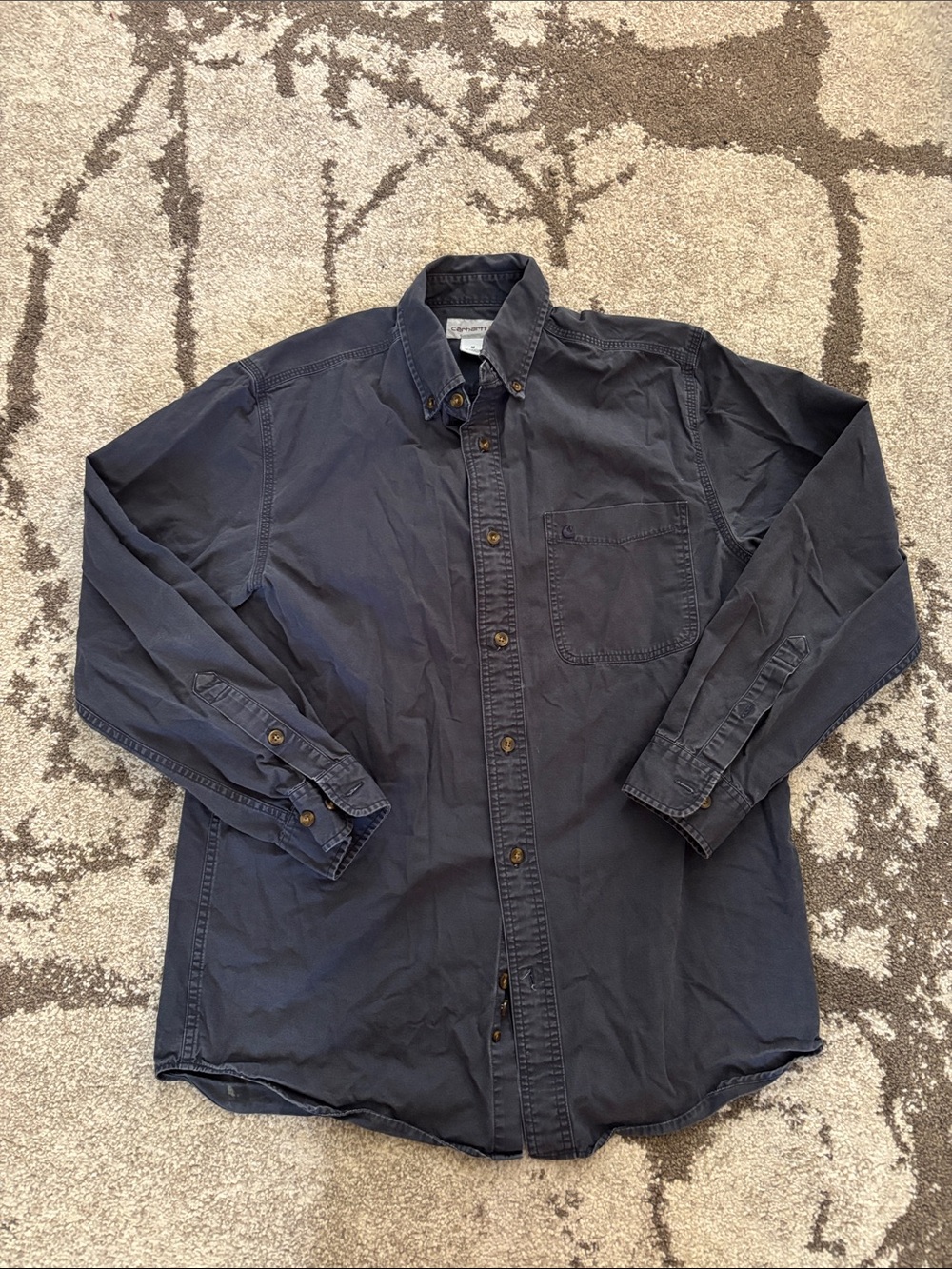 Carhartt - Men's Dark Navy Long-Sleeve Cotton Work Shirt!!